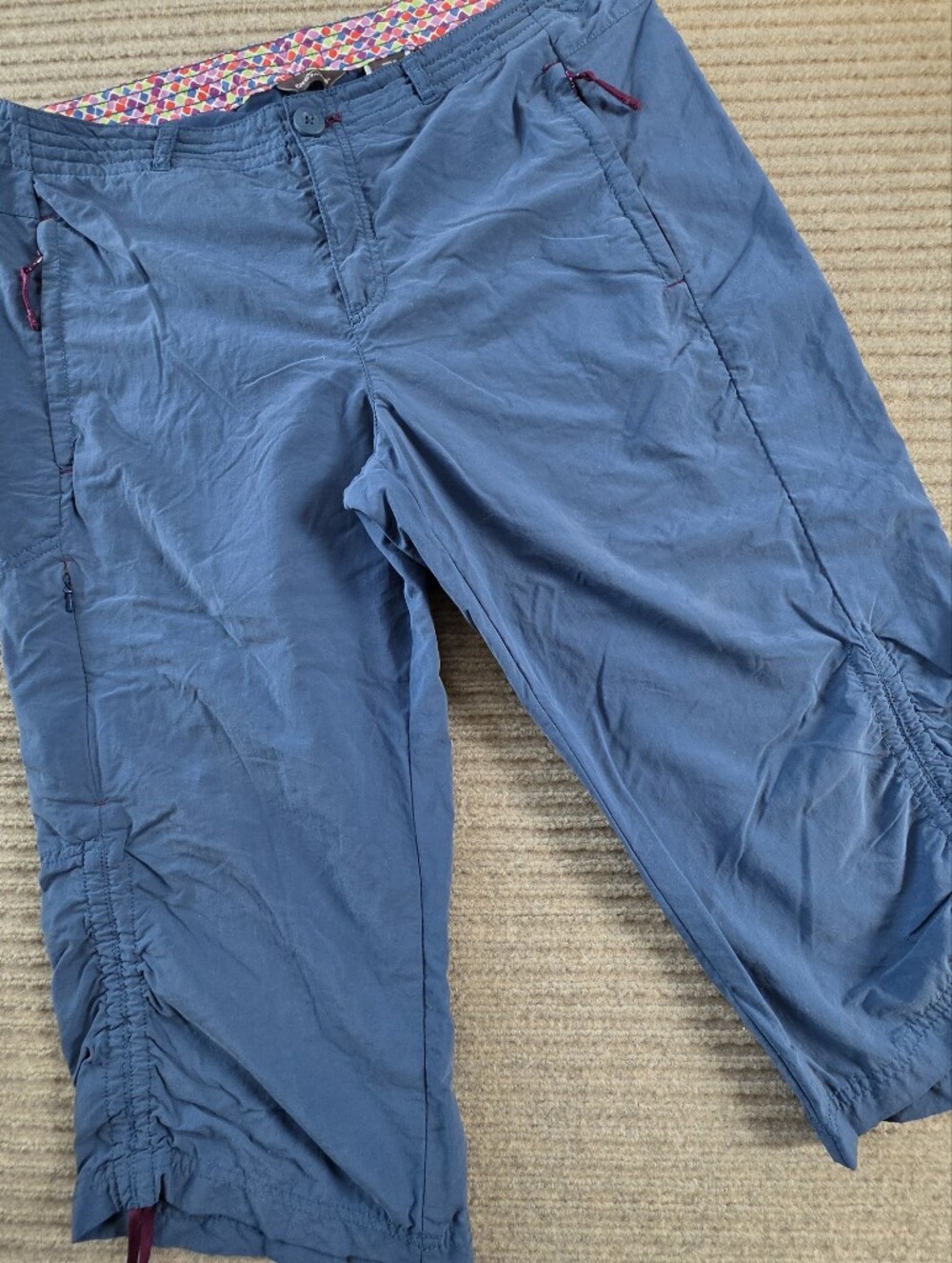 Eddie Bauer Womens Hiking Capris Size 12 Blue First Ascent Outdoor Travel Pants